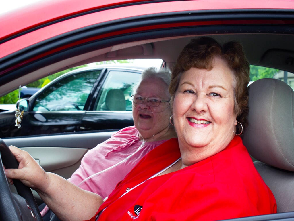 Photo of two women in car